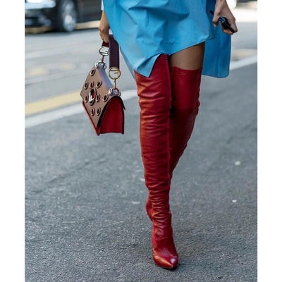 Pre-owned Fendi Leather Boots In Red