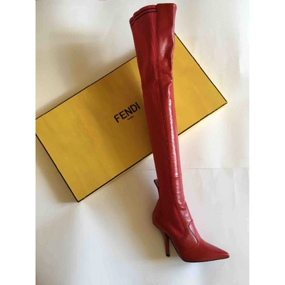 Pre-owned Fendi Leather Boots In Red