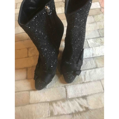 Pre-owned Giuseppe Zanotti Glitter Ankle Boots In Black