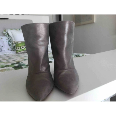 Pre-owned Hoss Intropia Leather Ankle Boots In Grey