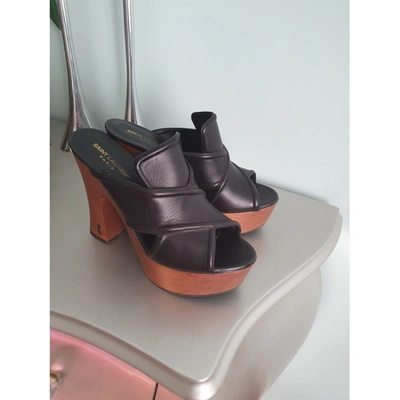 Pre-owned Saint Laurent Leather Mules & Clogs In Black