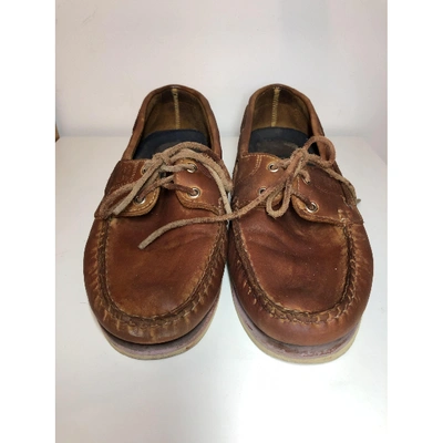 Pre-owned Timberland Leather Flats In Brown