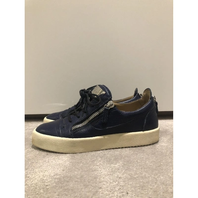 Pre-owned Giuseppe Zanotti Nicki Leather Trainers In Blue