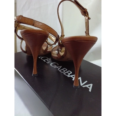 Pre-owned Dolce & Gabbana Leather Sandal In Camel