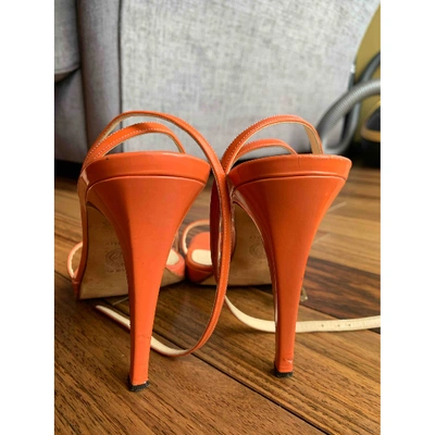 Pre-owned Versace Patent Leather Sandals In Orange