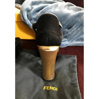 Pre-owned Fendi Black Cloth Sandals