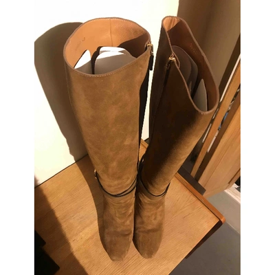 Pre-owned Gucci Camel Suede Boots