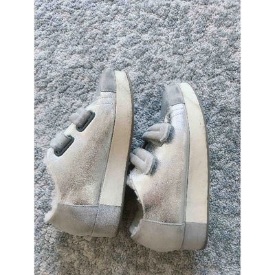 Pre-owned Hoss Intropia Leather Trainers In Silver