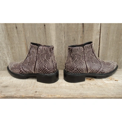 Pre-owned Lanvin Leather Ankle Boots In Brown