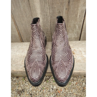 Pre-owned Lanvin Leather Ankle Boots In Brown