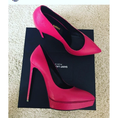 Pre-owned Saint Laurent Janis Pink Leather Heels
