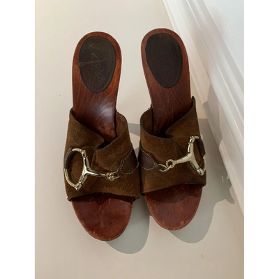 Pre-owned Gucci Mules & Clogs In Brown