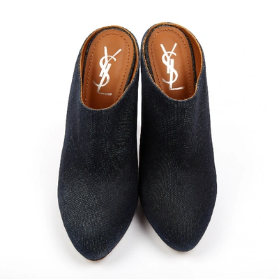 Pre-owned Saint Laurent Cloth Mules & Clogs In Blue