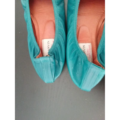 Pre-owned Lanvin Leather Ballet Flats In Turquoise