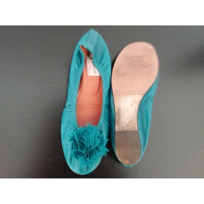 Pre-owned Lanvin Leather Ballet Flats In Turquoise