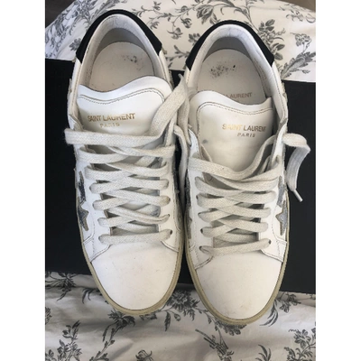 Pre-owned Saint Laurent Court Leather Trainers In White