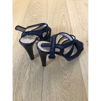 Pre-owned Miu Miu Leather Sandals In Blue