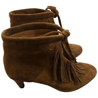 Pre-owned Maje Camel Suede Ankle Boots