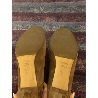 Pre-owned Maje Camel Suede Ankle Boots