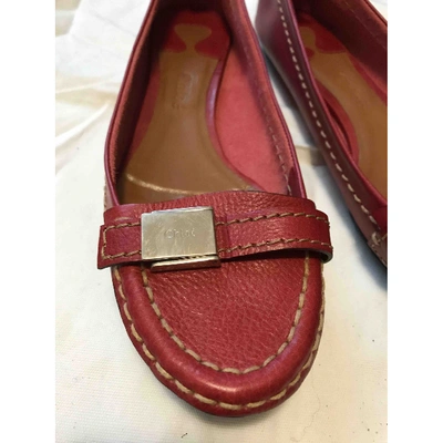 Pre-owned Chloé Leather Flats In Red