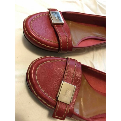 Pre-owned Chloé Leather Flats In Red