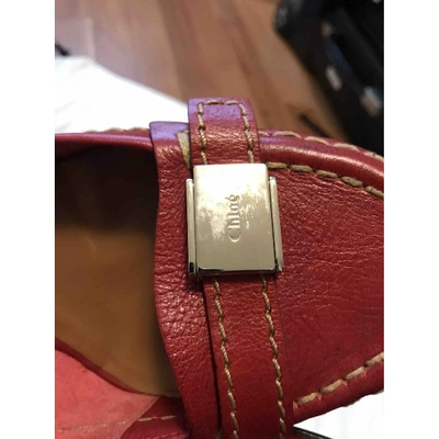 Pre-owned Chloé Leather Flats In Red