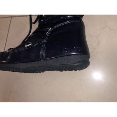 Pre-owned Moon Boot Blue Patent Leather Boots