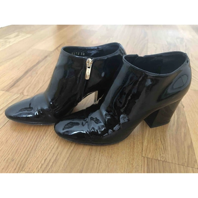 Pre-owned Sergio Rossi Black Patent Leather Ankle Boots