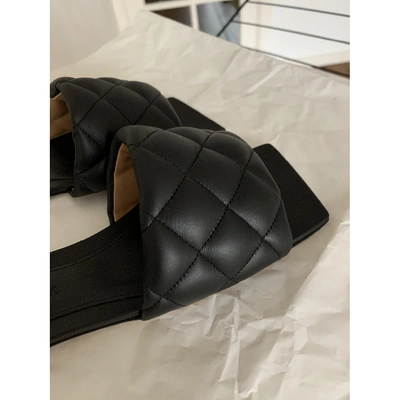 Pre-owned Bottega Veneta Bloc Black Leather Sandals