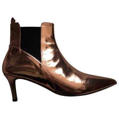 Pre-owned By Malene Birger Leather Ankle Boots In Gold