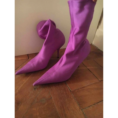 Pre-owned Balenciaga Knife Purple Ankle Boots