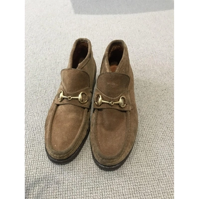 Pre-owned Gucci Beige Suede Ankle Boots