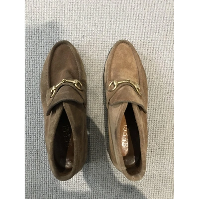 Pre-owned Gucci Beige Suede Ankle Boots