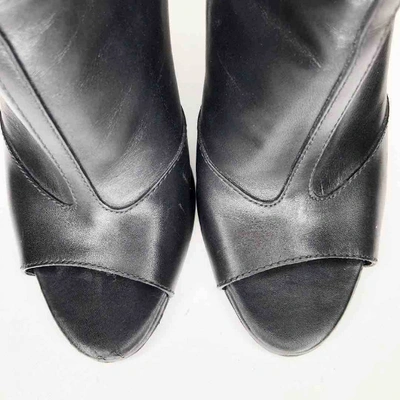 Pre-owned Tom Ford Leather Open Toe Boots In Black