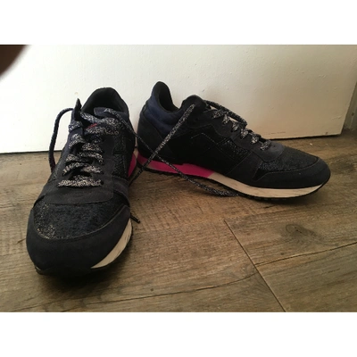 Pre-owned Serafini Leather Trainers In Navy