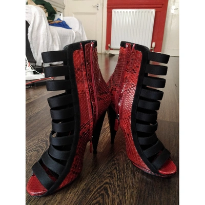 Pre-owned Gucci Red Python Boots