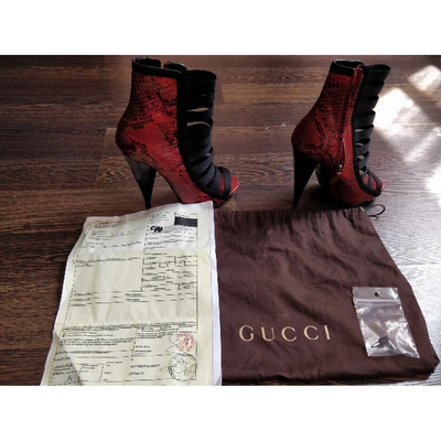 Pre-owned Gucci Red Python Boots