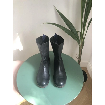 Pre-owned Hugo Boss Leather Ankle Boots In Black