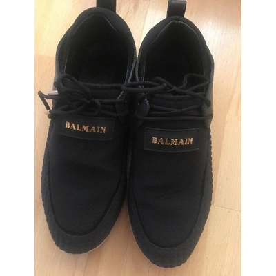 Pre-owned Balmain Cloth Trainers In Black