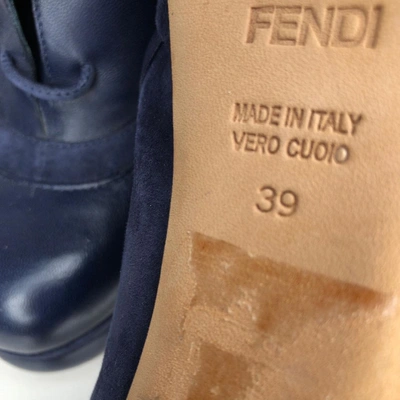 Pre-owned Fendi Navy Suede Lace Ups
