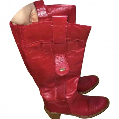 Pre-owned Chloé Leather Riding Boots In Red