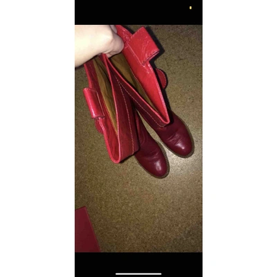 Pre-owned Chloé Leather Riding Boots In Red