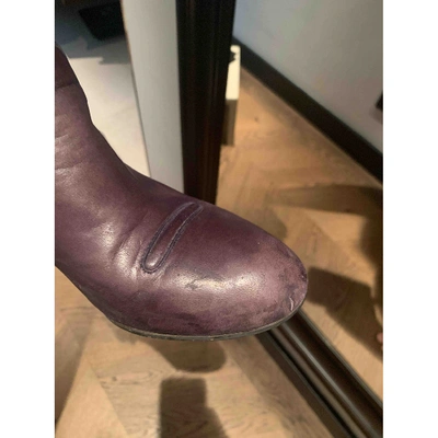 Pre-owned Dries Van Noten Leather Boots In Purple