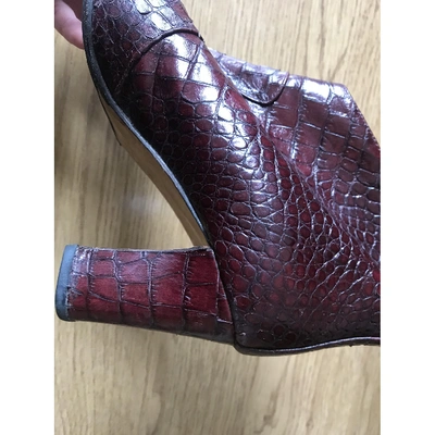 Pre-owned Avril Gau Leather Ankle Boots In Burgundy
