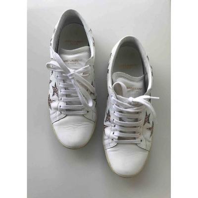 Pre-owned Saint Laurent Court Leather Trainers In White
