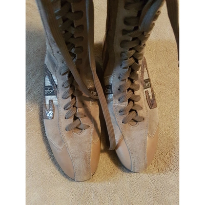 Pre-owned Alberto Guardiani Leather Boots In Beige