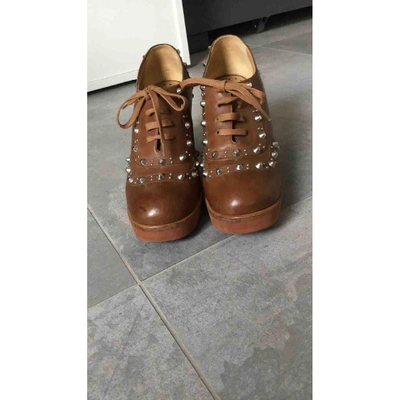 Pre-owned Sartore Leather Lace Ups In Camel