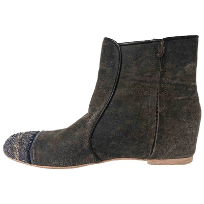 Pre-owned Meher Kakalia Leather Ankle Boots In Brown