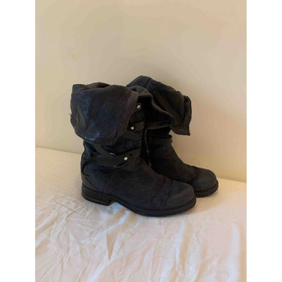 Pre-owned As98 Navy Leather Boots