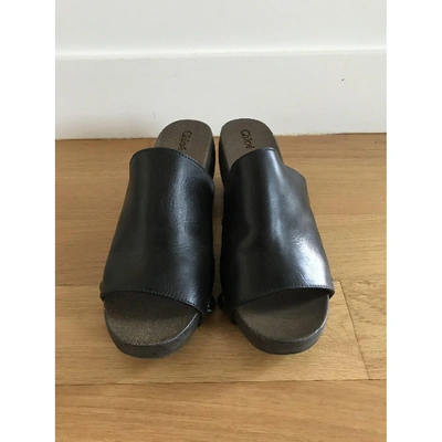 Pre-owned Chloé Black Leather Mules & Clogs